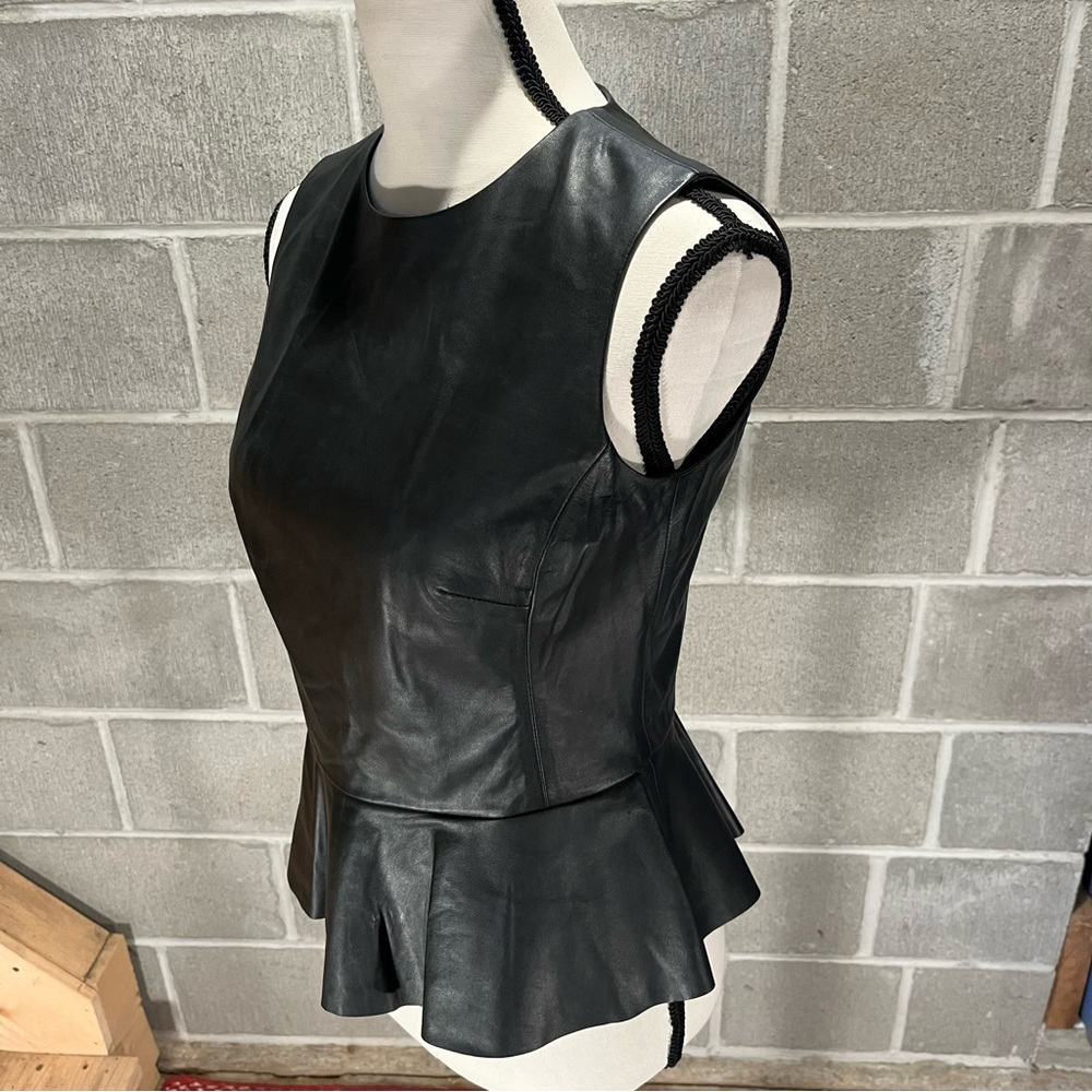 Lauren Ralph Lauren leather peplum tank shell. - Picture 6 of 14